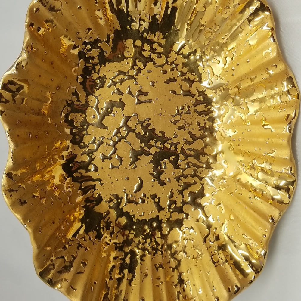 Weeping Gold Glaze 22K Hollywood Regency Style Bowl - Picture 15 of 17